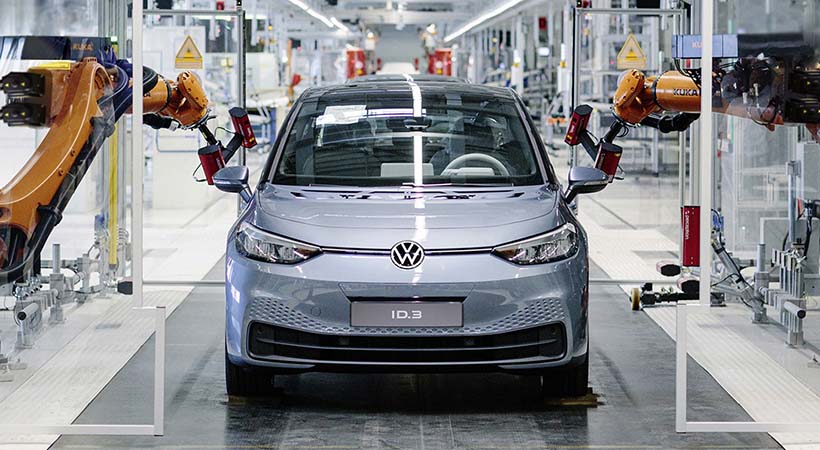 Fábrica de vehículos eléctricos Volkswagen: línea de producción de VW ID3